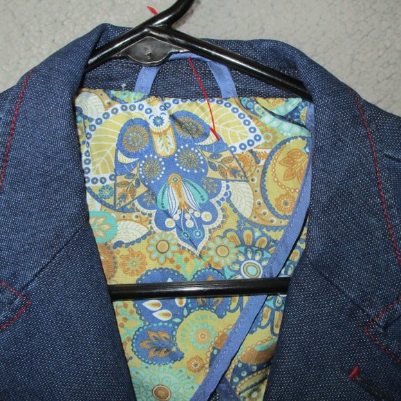 ROBERTO BASSI MEN'S SPORTS COAT JACKET BLAZER DENIM NAVY BLUE SIZE 54 COTTON - Picture 2 of 4